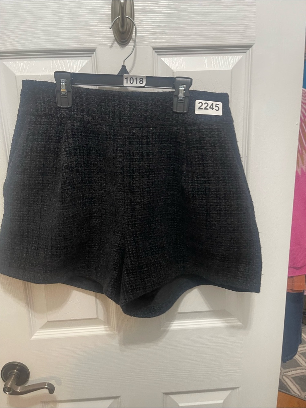 High-Waist Black Tweed Shorts